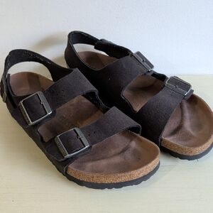 Birkenstock Dark Brown Arizona Sabdals With Back Ankle Strap Size 40